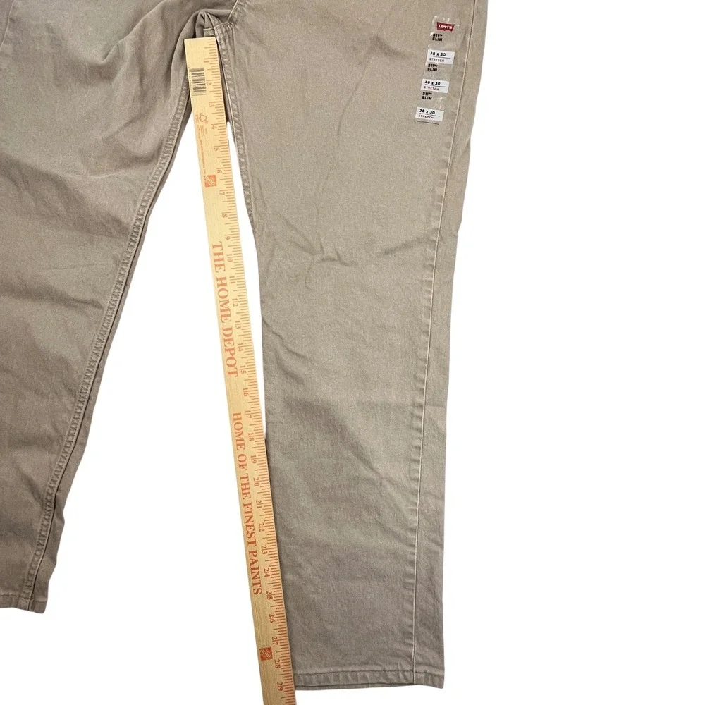 Levis 511 Slim Fit Stretch Jeans Pants Mens 38x30 Tan Khaki NWOT